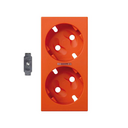 Cover for German double socket outlet mechanism with viewer and LED indicator orange Simon 500 Cima