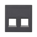 Flat voice and data plate without dust cover for 2 RJ45 3M® for 1 element graphite Simon 500 Cima