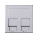 Flat voice and data plate with dust cover for 2 RJ45 BeldenCDT® for 1 element aluminium Simon 500 Cima