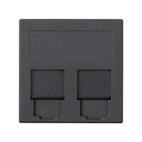 Plaque plate voix et données avec cache anti-poussière pour 1 élément pour 2 connecteurs RJ45 BeldenCDT® graphite Simon 500 Cima