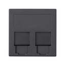 Plaque plate voix et données avec cache anti-poussière pour 1 élément pour 2 connecteurs RJ45 Infra+® graphite Simon 500 Cima