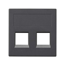 Plaque plate voix et données sans cache anti-poussière pour 1 élément pour 2 connecteurs RJ45 Infra+® graphite Simon 500 Cima