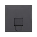 Flat voice and data plate with dust cover for 1 RJ45 ITT Cannon® for 1 element graphite Simon 500 Cima