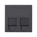 Flat voice and data plate with dust cover for 2 RJ45 ITT Cannon® for 1 element graphite Simon 500 Cima