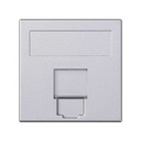 Plaque plate voix et données avec cache anti-poussière pour 1 élément avec 1 connecteur RJ45 ADC Krone® aluminium Simon 500 Cima
