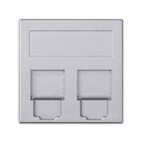 Plaque plate voix et données avec cache anti-poussière pour 1élément pour 2 connecteurs RJ45 ADC Krone® aluminium Simon 500 Cima