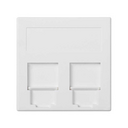 Flat voice and data plate with dust cover for 2 RJ45 Nexans® for 1 element white Simon 500 Cima