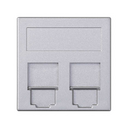 Plaque plate voix et données avec cache anti-poussière pour 1 élément pour 2 connecteurs RJ45 Nexans® aluminium Simon 500 Cima