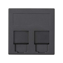 Plaque plate voix et données avec cache anti-poussière pour 1 élément pour 2 connecteurs RJ45 Nexans® graphite Simon 500 Cima
