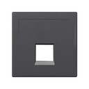 Plaque plate voix et données sans cache anti-poussière pour 1 élément avec 1 connecteur RJ45 Nexans® graphite Simon 500 Cima