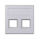 Plaque plate voix et données sans cache anti-poussière pour 1 élément pour 2 connecteurs RJ45 Nexans® aluminium Simon 500 Cima