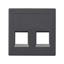 Plaque plate voix et données sans cache anti-poussière pour 1 élément pour 2 connecteurs RJ45 Nexans® graphite Simon 500 Cima