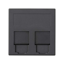Flat voice and data plate with dust cover for 2 RJ45 Panduit® for 1 element graphite Simon 500 Cima