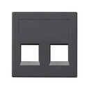 Plaque plate voix et données sans cache anti-poussière pour 1 élément pour 2 connecteurs RJ45 Petuit® graphite Simon 500 Cima