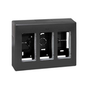 Surface-mount wall box for 3 double elements graphite Simon 500 Cima