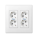 Surface mount or flush-mount wall box kit for 2 double elements with 2 double socket outlets white Simon 500 Cima