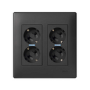 Surface mount or flush-mount wall box kit for 2 double elements with 2 double socket outlets graphite Simon 500 Cima