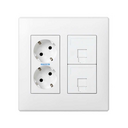 Surface mount or flush-mount wall box kit for 2 double elements with 1 double socket, 2 plates for 1 RJ45 white Simon 500 Cima
