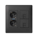 Surface mount or flush-mount wall box kit for 2 double elements with 1 double socket, 2 plates for 1 RJ45 graphite Simon 500 Cima