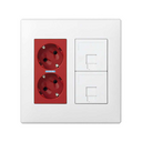 Surface mount or flush-mount wall box kit for 2 double elements with 1 dual UPS and 2 plates for 1 RJ45 white Simon 500 Cima