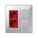 Surface mount or flush-mount wall box kit for 2 double elements with 2 double socket outlets graphite Simon 500 Cima