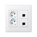 Surface mount or flush-mount wall box kit for 2 double elements with 1 double socket and 2 plates 3M® 1 RJ45 white Simon 500 Cima