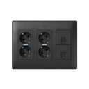 Surface mount or flush-mount wall box kit for 3 double elements with 2 double sockets and 2 plates 1 RJ45 graphite Simon 500 Cima