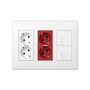 Surface/flush-mount wall box kit 3 double elements with 1 double socket, 1 dual UPS and 2 plates 1RJ45 white Simon 500 Cima