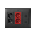 Surface mount/flush-mount wall box kit for 3 double elements with 1 double socket, 1 dual UPS and 2 plates RJ45 graphite Simon 500 Cima