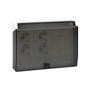 Surface mount/flush-mount wall box kit 3 double elements with hinged cover, 2 double sockets, 2 RJ45 plates white Simon 500 Cima