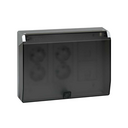 Surface mount/flush-mount wall box kit 3 double elements with hinged cover, 2 double sockets, 2 plates RJ45 aluminium Simon 500 Cima