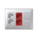 Surface mount/flush-mount wall box kit 3 double elements,1 double socket, 1 dual UPS and 2 plates 2 RJ45 aluminium Simon 500 Cima