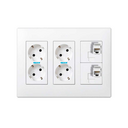 Surface mount or flush-mount wall box kit for 3 double elements with 2 double sockets and 2 plates 1 RJ45 6 UTP white Simon 500 Cima