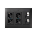 Surface mount or flush-mount wall box kit 3 double elements with 2 double sockets, 2 plates 1RJ45 6 UTP graphite Simon 500 Cima