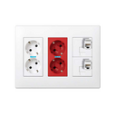 Surface mount/flush-mount wall box kit 3 double elements with 1 double socket, 1 dual UPS, 2 plates RJ45 6 UTP white Simon 500 Cima