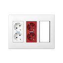 Surface/flush-mount wall box kit 3 double elements with 1 double socket, 1 dual UPS, 2 empty elements white Simon 500 Cima
