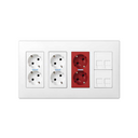 Surface/flush-mount wall box kit 4 double elements with 2 double sockets, 1 dual UPS and 2 plates 2 RJ45 white Simon 500 Cima