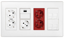 Surface mount/flush-mount wall box kit 4 double elements double socket outlet, USB, double UPS, 2 plates RJ45 white Simon 500 Cima