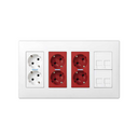 Surface/flush-mount wall box kit 4 double elements with 1 double sockets, 2 dual UPS and 2 plates 2 RJ45 white Simon 500 Cima