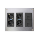 Metal surface mount wall box kit for 3 double elements with 2 double sockets and 2 plates for 1 RJ45 graphite Simon 500 Cima