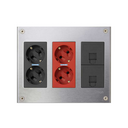 Metal surface mount wall box kit for 3 double elements with 1 double socket, 1 dual UPS and 2 plates RJ45 graphite Simon 500 Cima