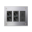 Metal flush-mount wall box kit for 3 double elements with 2 double sockets and 2 plates for 1 RJ45 graphite Simon 500 Cima