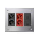 Metal flush-mount wall box kit for 3 double elements with 1 double socket, 1 dual UPS and 2 plates RJ45 graphite Simon 500 Cima