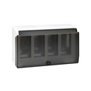 Surface-mount wall box with hinged cover for 4 double elements white Simon 500 Cima