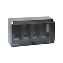 Surface-mount wall box with hinged cover for 4 double elements aluminium Simon 500 Cima