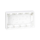 Flush-mount wall box base for 4 double elements white Simon 500 Cima