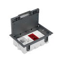 Adjustable floor box kit raised floor 8 elements 1 DIN protection, 1 double socket, 1 dual UPS, 2 plates 2 RJ45 grey Simon 500 Cima