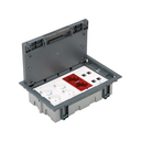 Adjustable floor box kit for concrete floor 8 elements with 2 double sockets, 1 dual UPS and 2 plates RJ45 3M® grey Simon 500 Cima