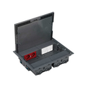 Shallow floor box kit for raised/concrete floor 8 elements 2 double sockets, dual UPS, 2 plates 2 RJ45 grey Simon 500 Cima