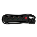 BASE MÚLTIPLE 4 TOMAS 16A 250V~ NEGRA CON INTERRUPTOR Y 2 METROS DE CABLE H05VV-F 3G1,5MM² Simon Brico